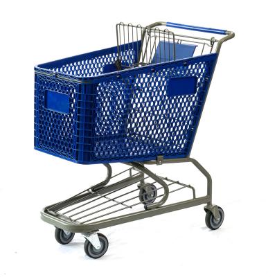 China China Factory Durable Metal Wire Locker 125L Supermarket Shopping Carts Plastic Folding Grocery Cart for sale