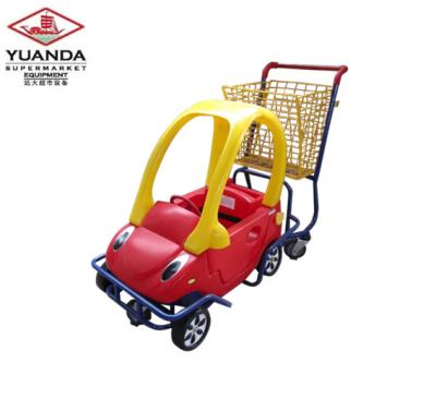 China Shopping Mall / Supermarket Folding Children Trolley Kids Toy Car With Steering Wheel for sale