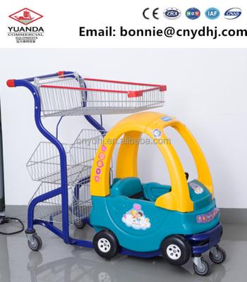 China Kids Supermarket Kids Shopping Trolley Eco - Friendly Trolley With Toy Car for sale