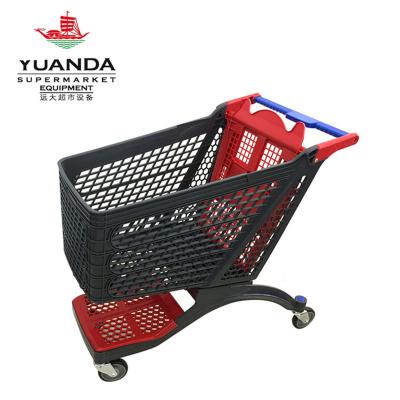 China 2018 New Design Supermarket Full Folding Plastic Shopping Trolley Trolley for sale