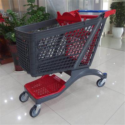 China Folding Collapsible Plastic Shopping Trolley Shopping Cart In Solid Chinese Market for sale