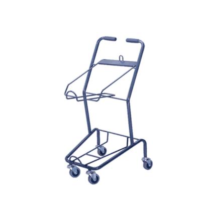 China Folding Plastic Supermarket Trolley Double Baskets Shopping Trolley for sale