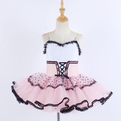 China Dresses dot print ballet dress little girl lyrical dance to wear pink sequin balance stage performance dance costume for sale