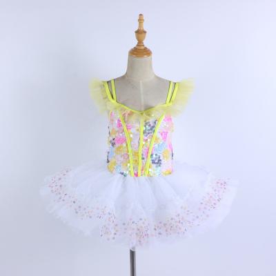 China Dresses Colorful Sequin Ballet Dress Little Girl Dance Wear Stitch Mesh Stage Performance Dance Lyrical Costume for sale