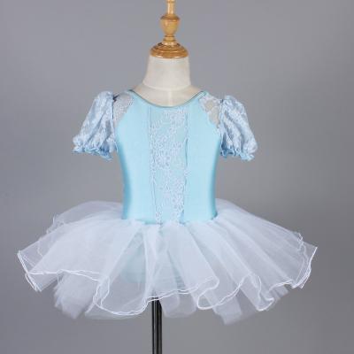 China Little Girl Blue Pink Lyrical Dance Dresses Lace Ballet Dress Use White Mesh Stage Performance Dance Costume for sale