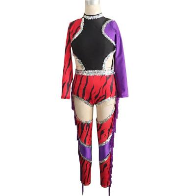 China Cool zebra print dance wear girl jazz dance performance costume girl stage performance dancer tights pants for sale