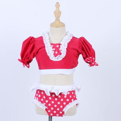 China Sets Red Spandex Red Polka Dots Pants Girl Jazz Dance Wear Stage Performance Wear for sale