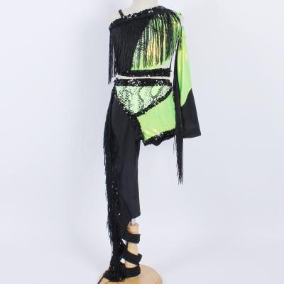 China Shiny Black Sequin Tassel Dancer Costume Foil Man Stage Performance Crazy Primitive Jazz Dance Wear for sale