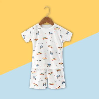 China New 3-36 months anti-shrink summer baby unisex short tops and sleeve shorts home wear comfortable boy and girl cotton clothing set for sale