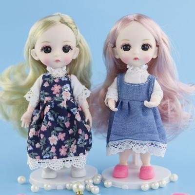 China Mini Wholesale Fashion Bid Cute Faces Doll Nudity Body 16cm Long Hair Doll Cute Multiple Color Hairstyles for sale