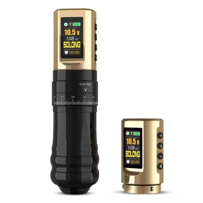 China Golden-Black New Design High Cost Performance Wireless Tattoo Machine Pen With Dual Golden Batteries for sale