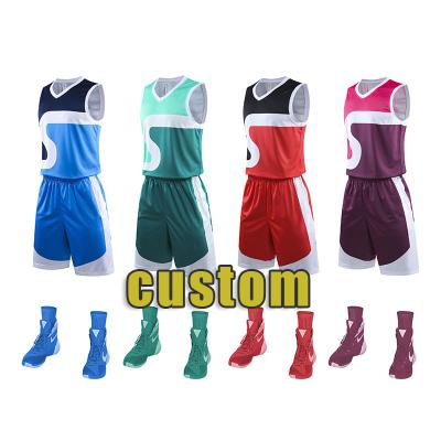 China New Style Antibacterial Sublimation Printing Logo Breathable Basketball Uniform Full Printed White New Team Basketball Jersey Set Youth kit for sale