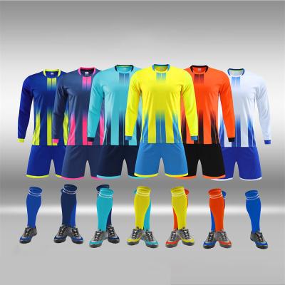 China Custom Made Soccer Uniform Training Sets New Arrival Quick Dry Sublimated Long Sleeve Unisex Soccer Jersey Sets Goalkeeper Suit for sale