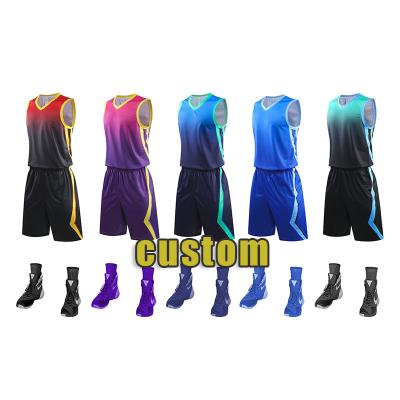 China Antibacterial Low Price Stylish Basketball Top And Shorts Set 100% Polyester Adult Mesh Basketball Jerseys Basketball Uniform Set for sale