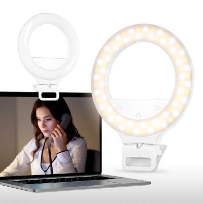 China Portable SmartPhones 360 Rotation Laptop Control 1100mAh Clip On LED Mini PC Selfie Table Ring Light For Tik Tok Youtube Meeting Video for sale