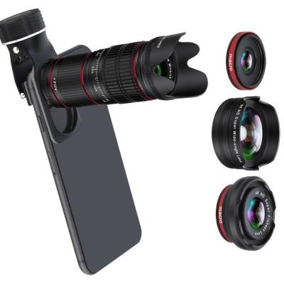 China Professional Telephoto Shooting 12.8X HD Zoom 5 in 1 Mobile Phone HD Camera Lens Kit for Smartphone with Super Wide Angle 4K HD Fisheye Marco Lens for sale