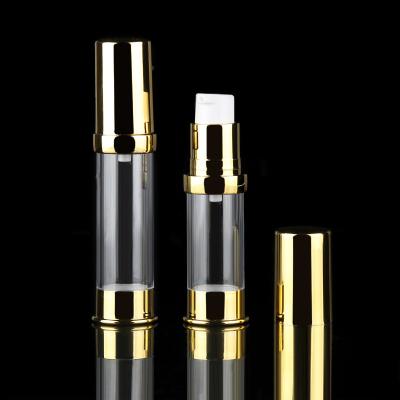 China 15ml 20ml 30ml Cosmetic Spray Gold Silver Aluminum Airless Dispenser Pump Frosted Plastic Bottle Wholesales for sale