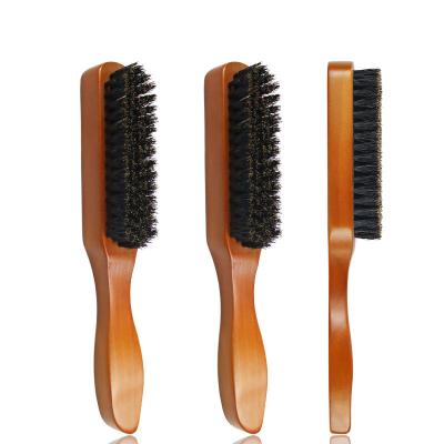 China Comfortable Long Handle Solid Wood Men's Beard Care Hair Comb Refined Oil Brush Broken Head Shaping Carving Brush for sale