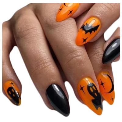 China Meaterial Halloween Eco-Friendly Press On Nails Tips Almond French Press On Nails Durable Acrylic Fake Nails for sale