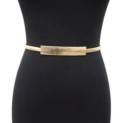 China Fanshion New Fashion Metal Skinny Strap Belts For Women Waist Elastic Stretch Jeans Metallic Pants Dress Gold Ladies Belt for sale