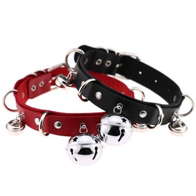 China Clavicle Strap Neck Collar Bell Personality Metal Pu Metal Sexy European and American Leather Collar for sale