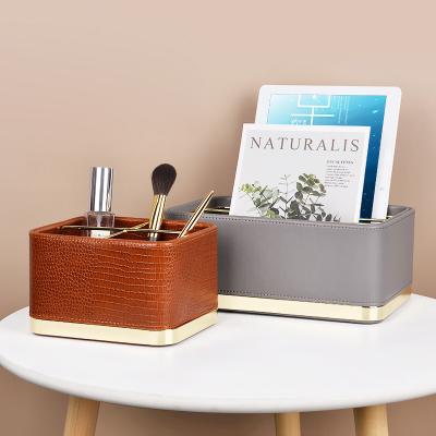 China Fashion Viable Custom High Quality New Desktop Storage Box Glass Jewelry Finishing Leather Storage Box for sale