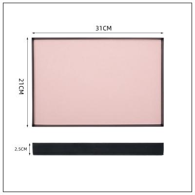 China High Quality Viable Rectangular Pink Desktop Custom Logo Storage Promotion Storage Leather Tray for sale