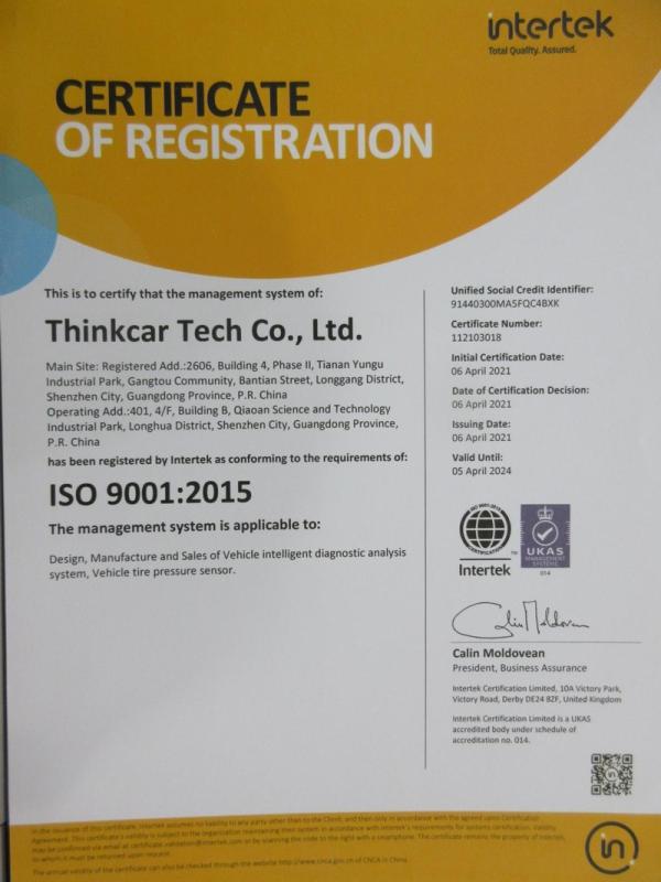 ISO9001 - Thinkcar Tech Co., Ltd.