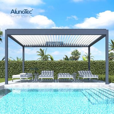 China Easily Assembled Louvered Terrace Roof Garden Arches Gazebo Outdoor Louvre Awnings Motorized Louvered Aluminum Bioclimatic Pergola for sale