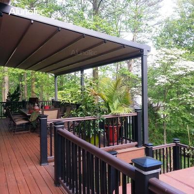 China Wall Mounted Retractable Sun Roof Patio Roofing Windproof Canopy For Outdoor Swimming Pools for sale