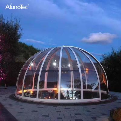 China Nano Round Waterproof Sunroom Outdoor Bubble Dome Polycarbonate Dish Retractable Hot Tub Enclosure for sale