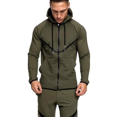 China Breathable Men's Leisure Sports Fitness Suit Zipper Handsome Slim Suit High-grade Fabric for sale