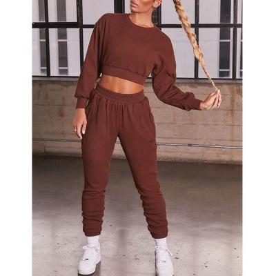 China Autumn And Winter Fashion QUICK DRY Women's Tracksuit Two-piece Suit Casual Long Sleeve Crop Top Pants for sale