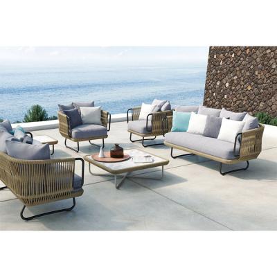 China Modern Modern Rope Style Patio Rattan Sofa Outdoor Furniture Set for sale