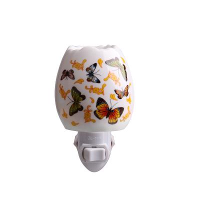 China Mordern ETL Ceramic Aroma Wax Warmer With Lampshade Night Light Bedroom Plug Type Wall Lamp For Decoration for sale