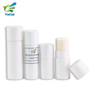 China Top Selling Recyclable Empty Reusable Biodegradable Kraft Paper Lip Balm White Tube Lift Up Air Freshener Containers for sale