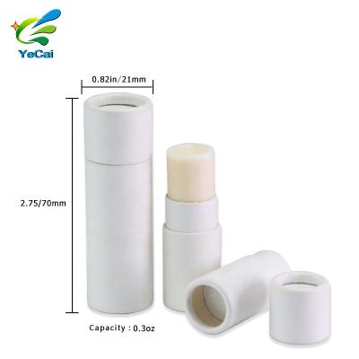 China Biodegradable In Stock Biodegradable 0.3oz Lift Up Kraft Paper Tube Lip Balm Deodorant Stick Container for sale