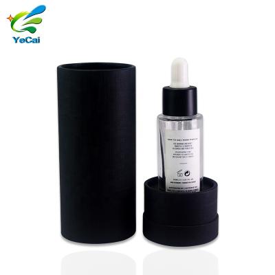 China Recycle Recycled Black Cardboard Tube Cylinder Perfume Packaging Box For 30ml 50ml Bottle for sale