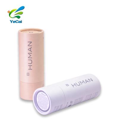 China Recycled Materials Custom Recycle Material Round Paper Box Cosmetics Packaging Glass Tube Compostable Paper Packaging for sale