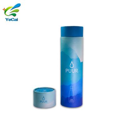 China Large Diameter Recyclable Biodegradable Recycled Cardboard Cylinder Packaging Round Box For 500ml Water Bottles for sale