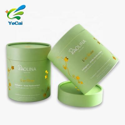 China Biodegradable Biodegradable Gold Foil Stamping Paper Cosmetic Tube Custom Skin Care Round Paper Box Packaging for sale