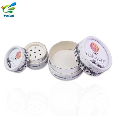 China Recycled Materials Eco Friendly Paper Cosmetics Packaging Loose Tube Cylinder Powder Cardboard Jar Packaging With Sieve for sale