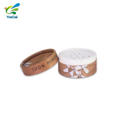 China Recycled Materials Manufacture Custom Printed Round Shape Paper Luxury Cosmetic Cosmetic Tube With Push Lid Powder Packaging for sale