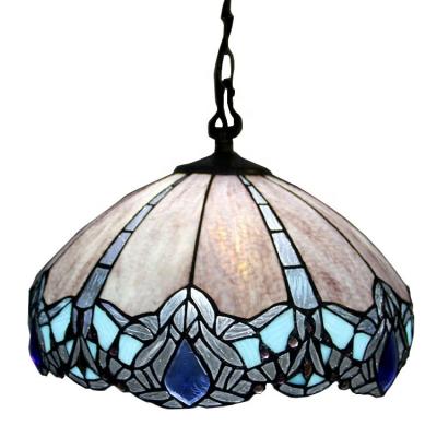 China LongHuiJing Mediterranean Tiffany Dragonfly 2 Light Pendant Lights Stained Glass Shade Ceiling Lamps 16 inch for sale