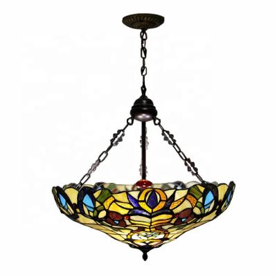 China LongHuiJing Mediterranean Custom Bronze Tiffany Style Victorian / Dragonfly Design 2 Light Inverted Pendant for sale