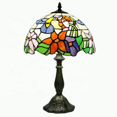 China LongHuiJing 12 Inch European Mediterranean Stained Glass Shade Tiffany Table Lamp for sale