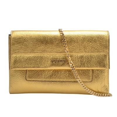 China Grained Gold Soft Cow Pebble Hip Hop Crunch Leather Clutch Bag For Women Small Genuine Leather Messenger Bags for sale