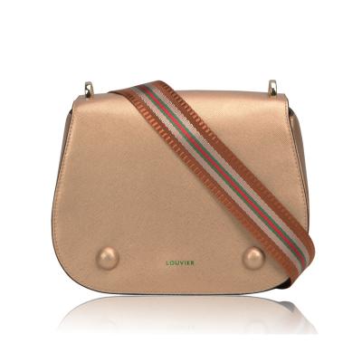 China High Quality New Design Genuine Italian Embossed Shoulder Saddle Leather Bags for sale