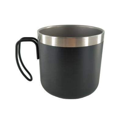 China Black 350ml Disposable Stainless Steel Coffee Cup With Wire Handle And Lid, Gift Cup for sale