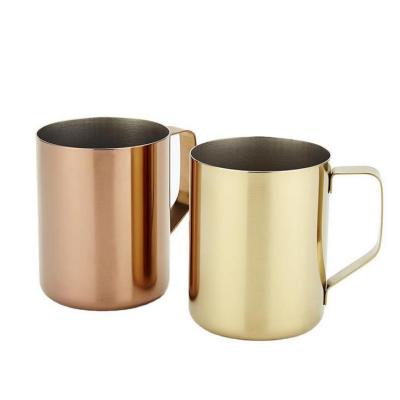 China Viable Korean Style 350ml Single Wall Stainless Steel Rose Gold Coffee Mug with Wider Handle for sale